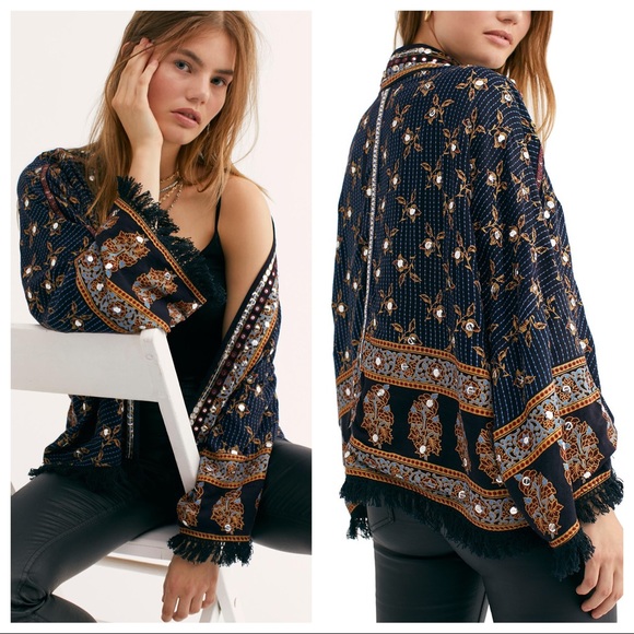 Free People Jackets & Blazers - NWT Free People Rays Of Light Embellished Jacket